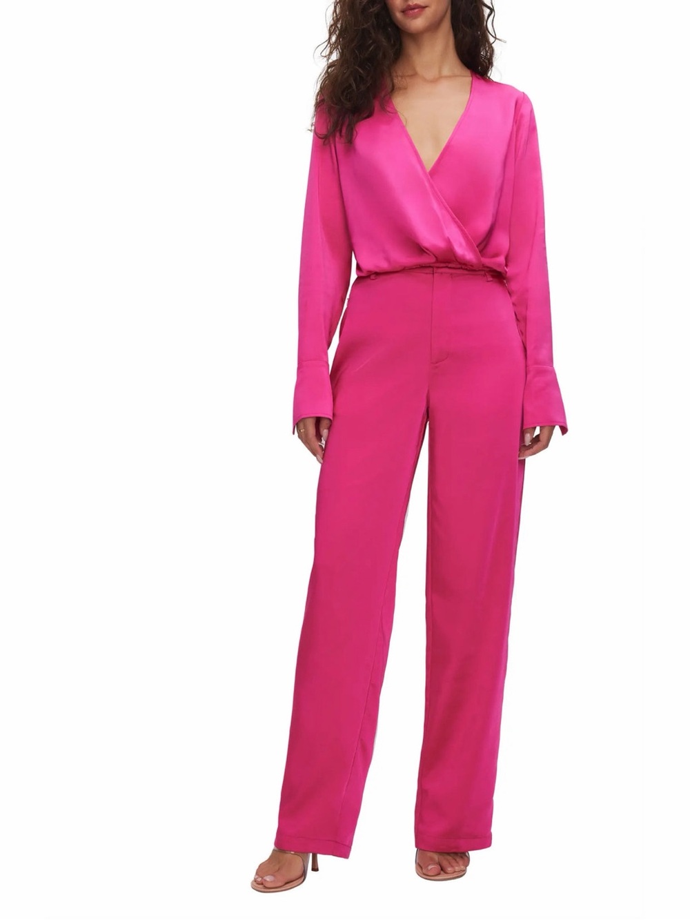 GOOD AMERICAN Washed Satin Pant Love Potion Pink | 4/27